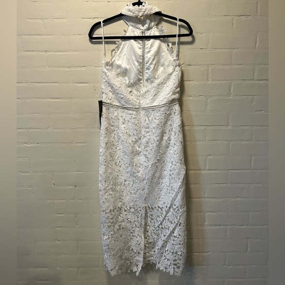 NWT Lulus Divine Destiny White Lace Halter Midi Dress Graduation Bridalcore Sz M - Picture 6 of 9
